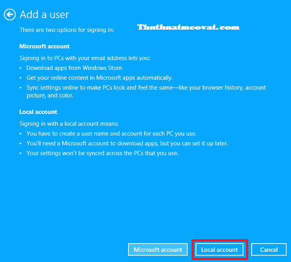 Hướng dẫn tạo, xóa tài khoản người dùng ( user) trên Windows 8